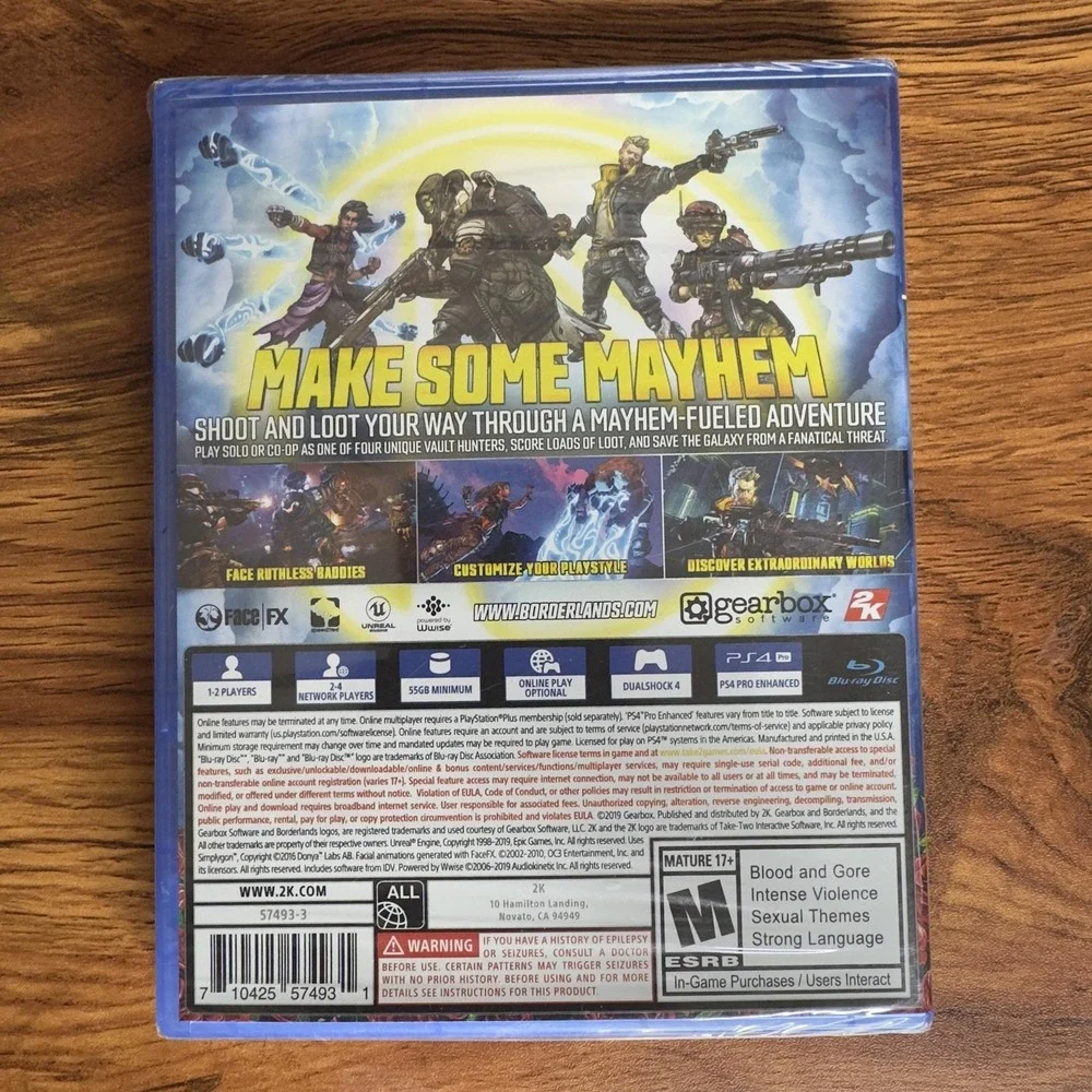 Borderlands 3 Sony PlayStation 4 PS4 Game New Sealed Gold Weapon Skins Pack M